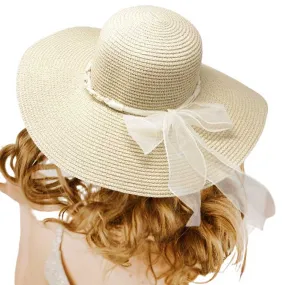 Rhinestone Pearl Twisted Bow Band Pointed Straw Sun Hat