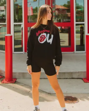 Rolling Stones OU Inside Lick Puff Ink Black Cropped Raglan