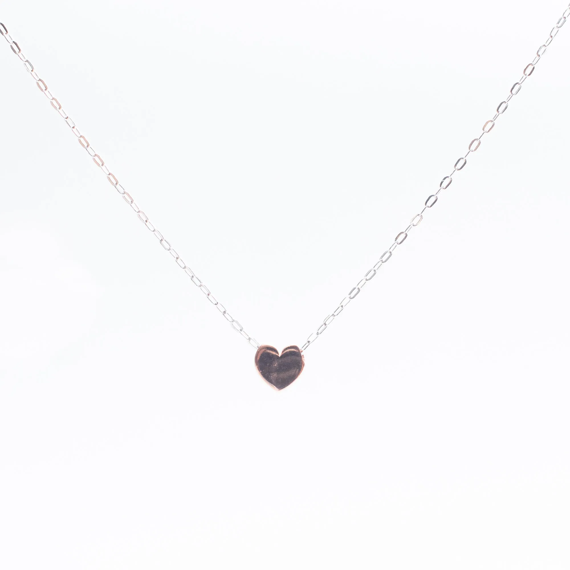 Rose Gold Vermeil Small Heart Puff Necklace