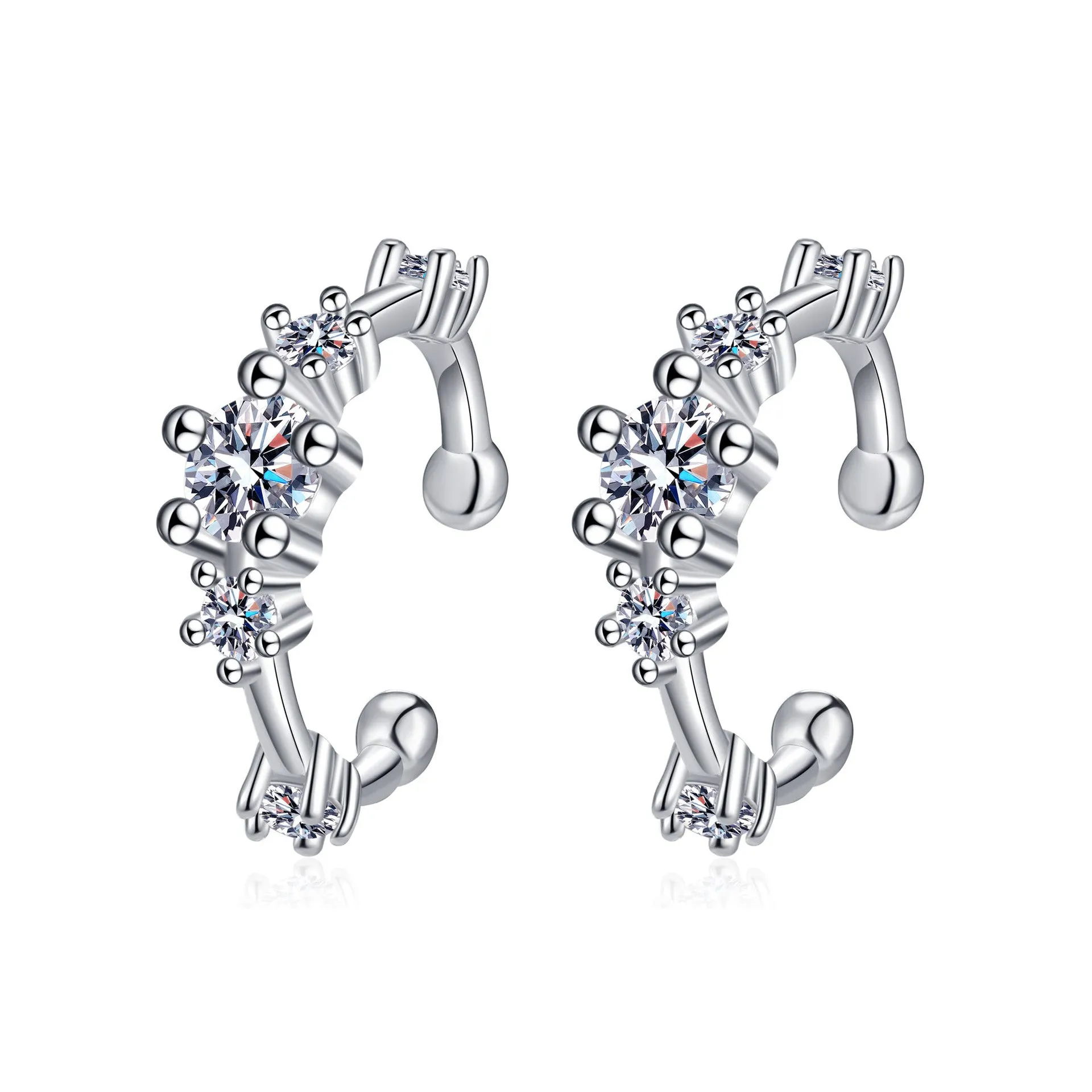 S925 Silver Flower Moissanite Ear Clips Ear Bone Clips