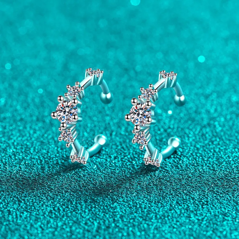 S925 Silver Flower Moissanite Ear Clips Ear Bone Clips