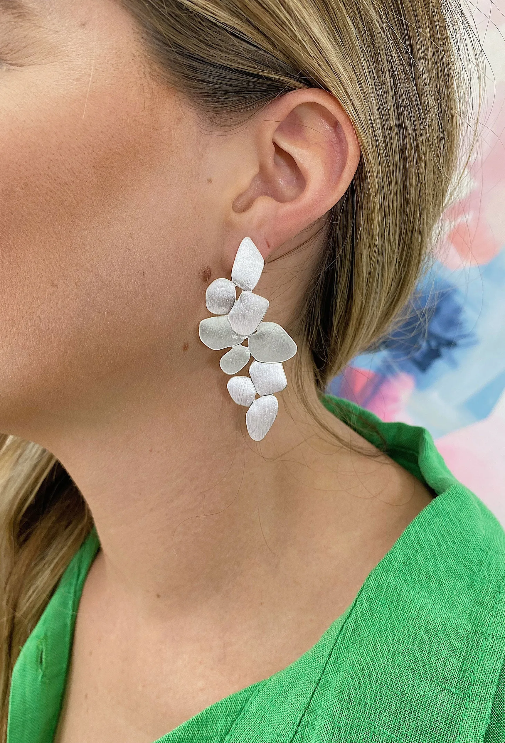 Samantha Matte Drop Earrings in Silver