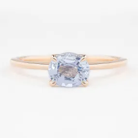 Sara Ring 1.11ct Light Blue Oval Madagascar Sapphire, 14K Rose Gold (One of a kind)