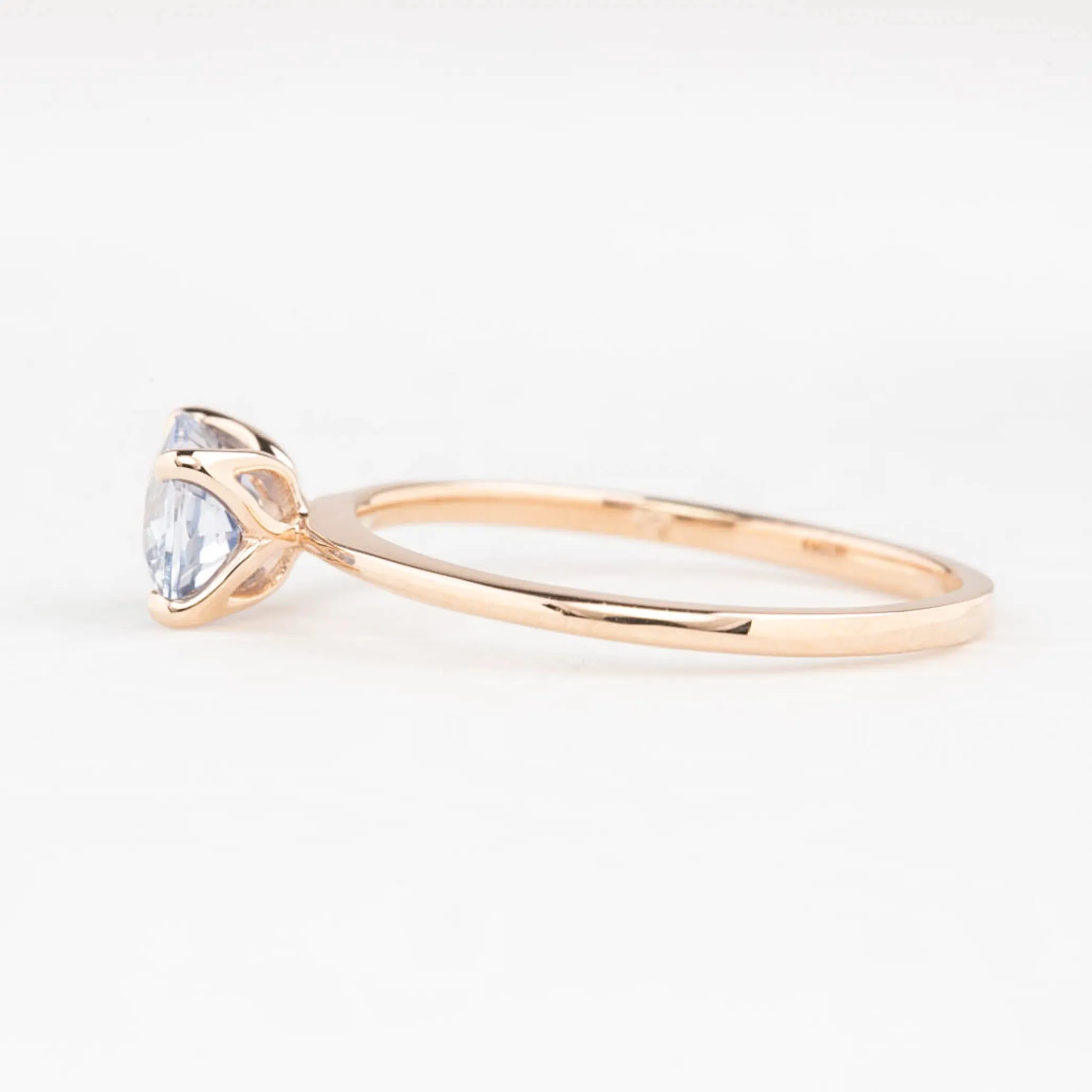 Sara Ring 1.11ct Light Blue Oval Madagascar Sapphire, 14K Rose Gold (One of a kind)