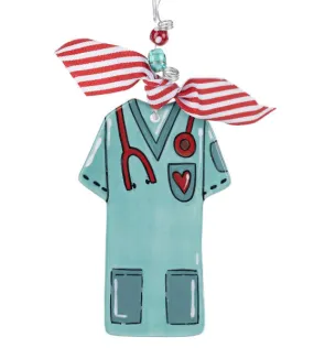 Scrubs Nurse Doctor Flat Ceramic Holiday Ornament