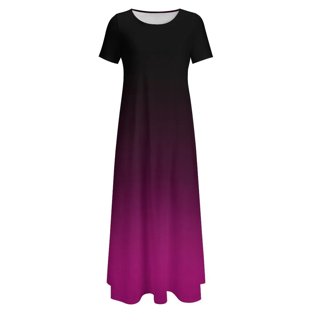 Short Sleeve Round-Neck Long Dress Round neck short sleeve dress