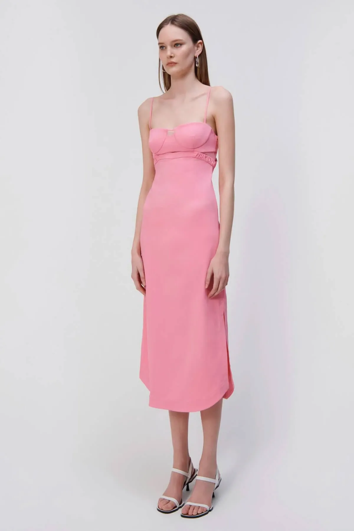 Simkhai Alessi Cut-Out Bustier Midi Dress - Taffy Pink