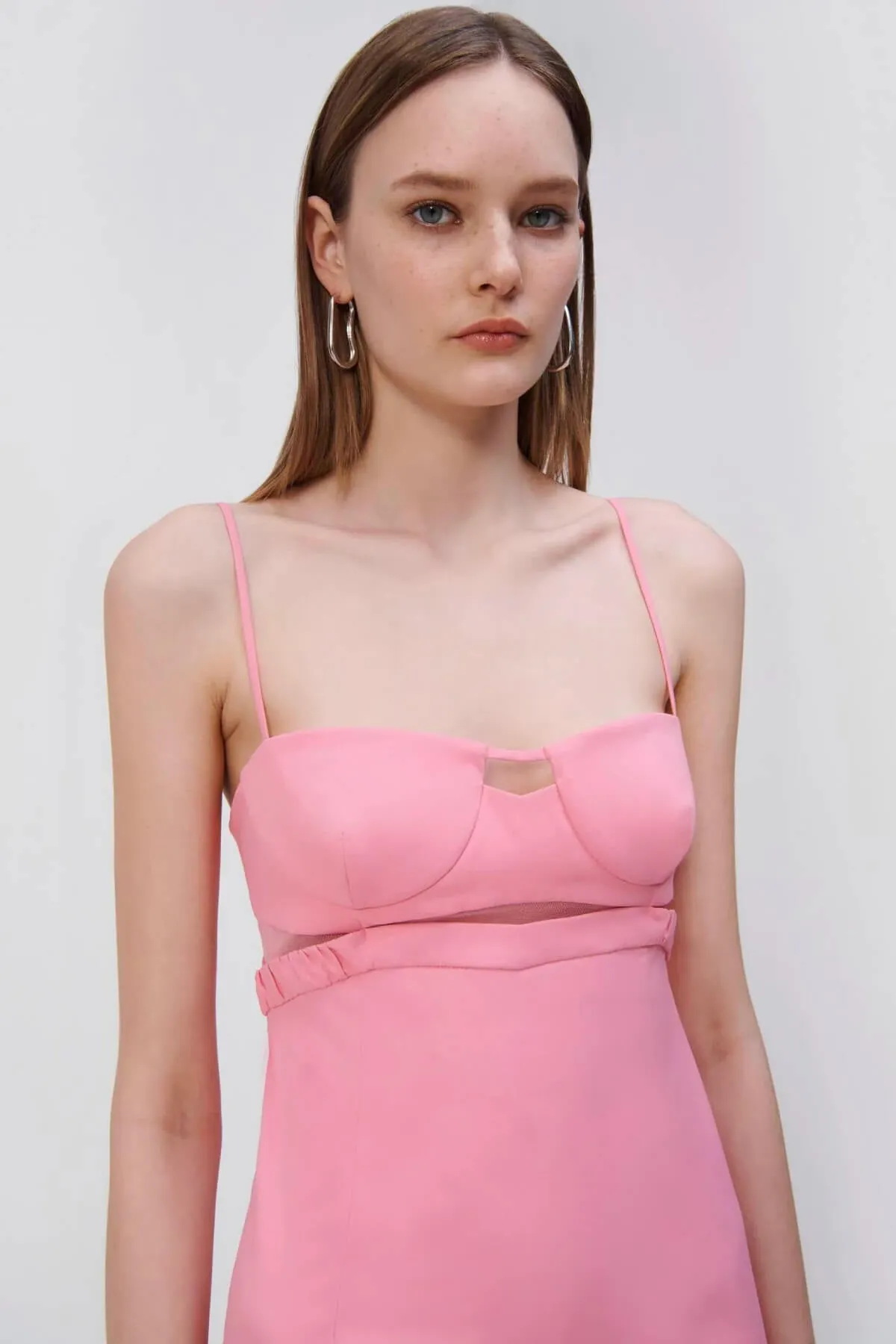 Simkhai Alessi Cut-Out Bustier Midi Dress - Taffy Pink