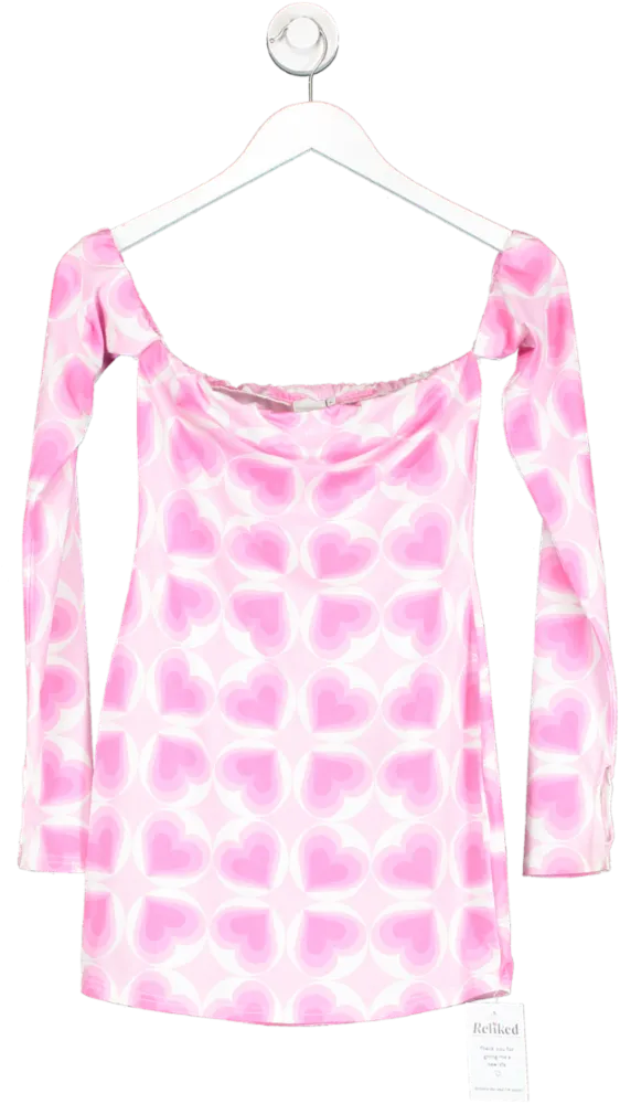 Skinnydip Pink Heart Print Bandeau Top UK 8