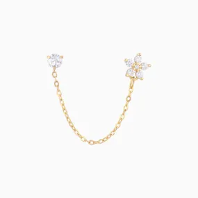 Sparkling Flower Chain Earring