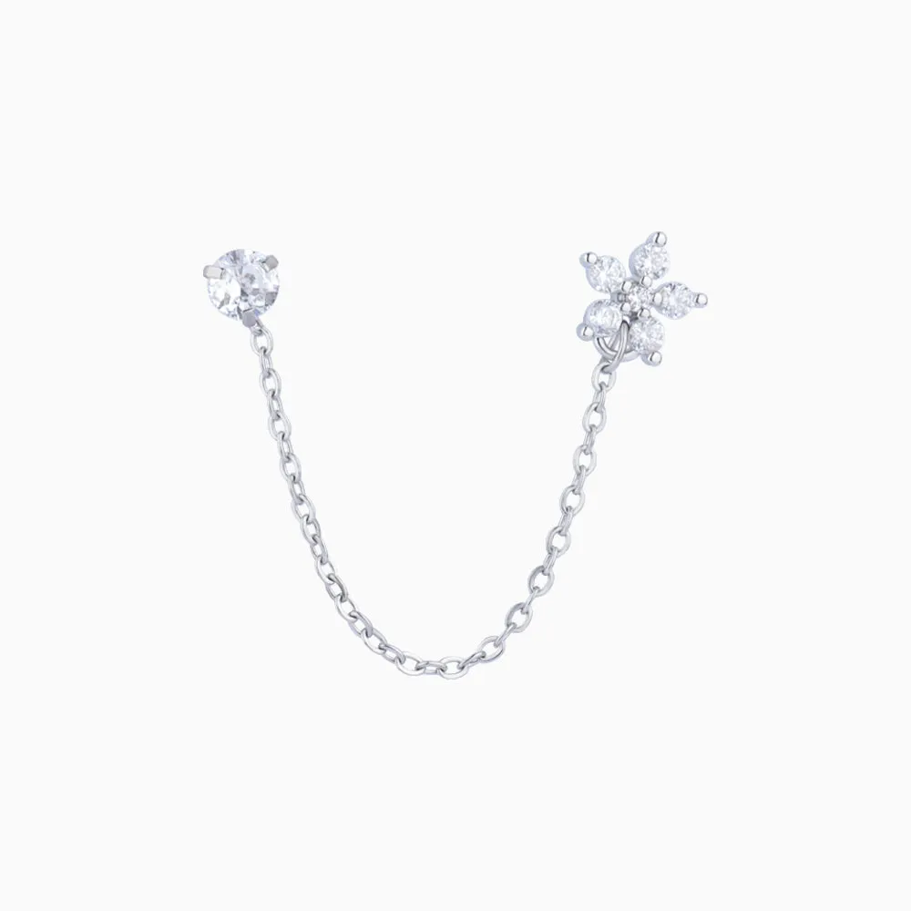 Sparkling Flower Chain Earring