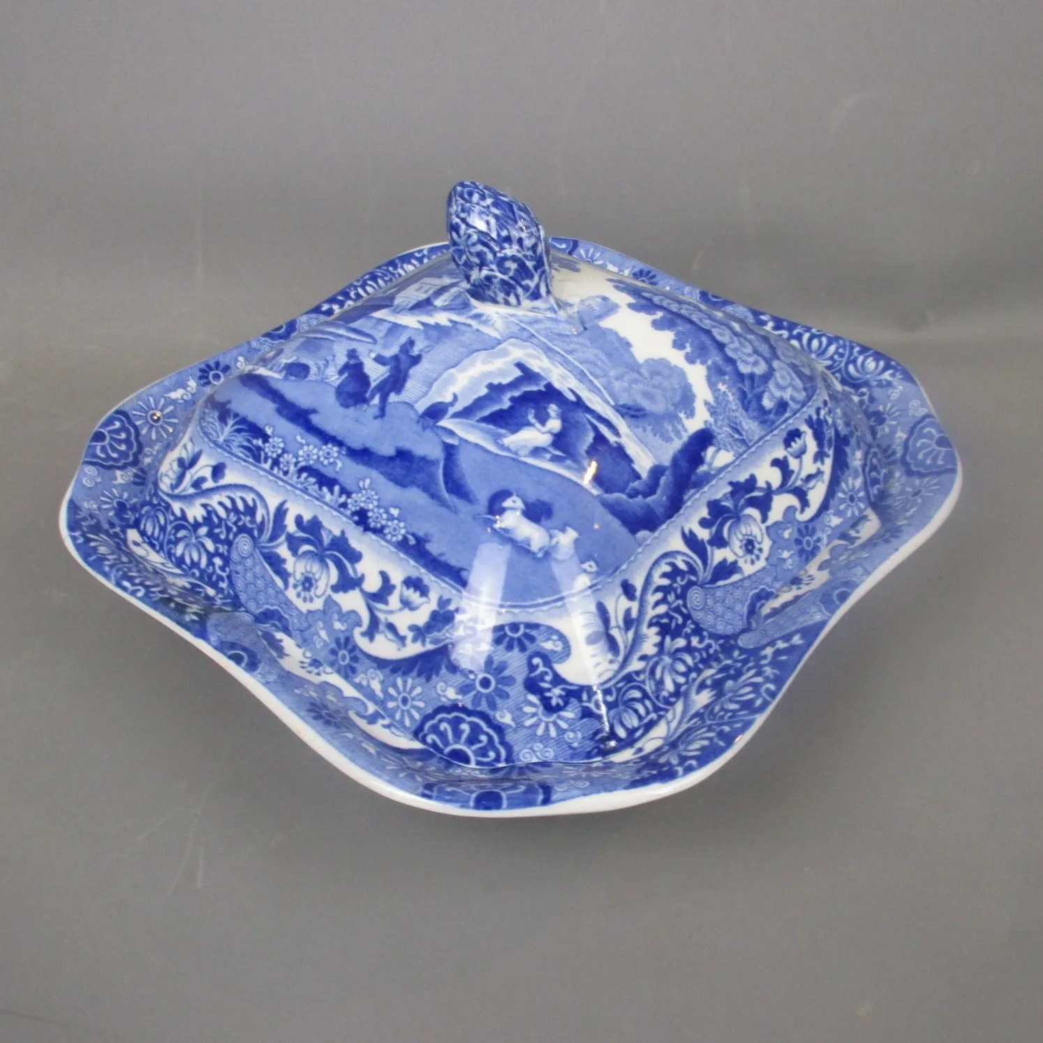 Spode Blue & White Transfer Italian Pattern Lidded Tureen Antique Victorian c1870