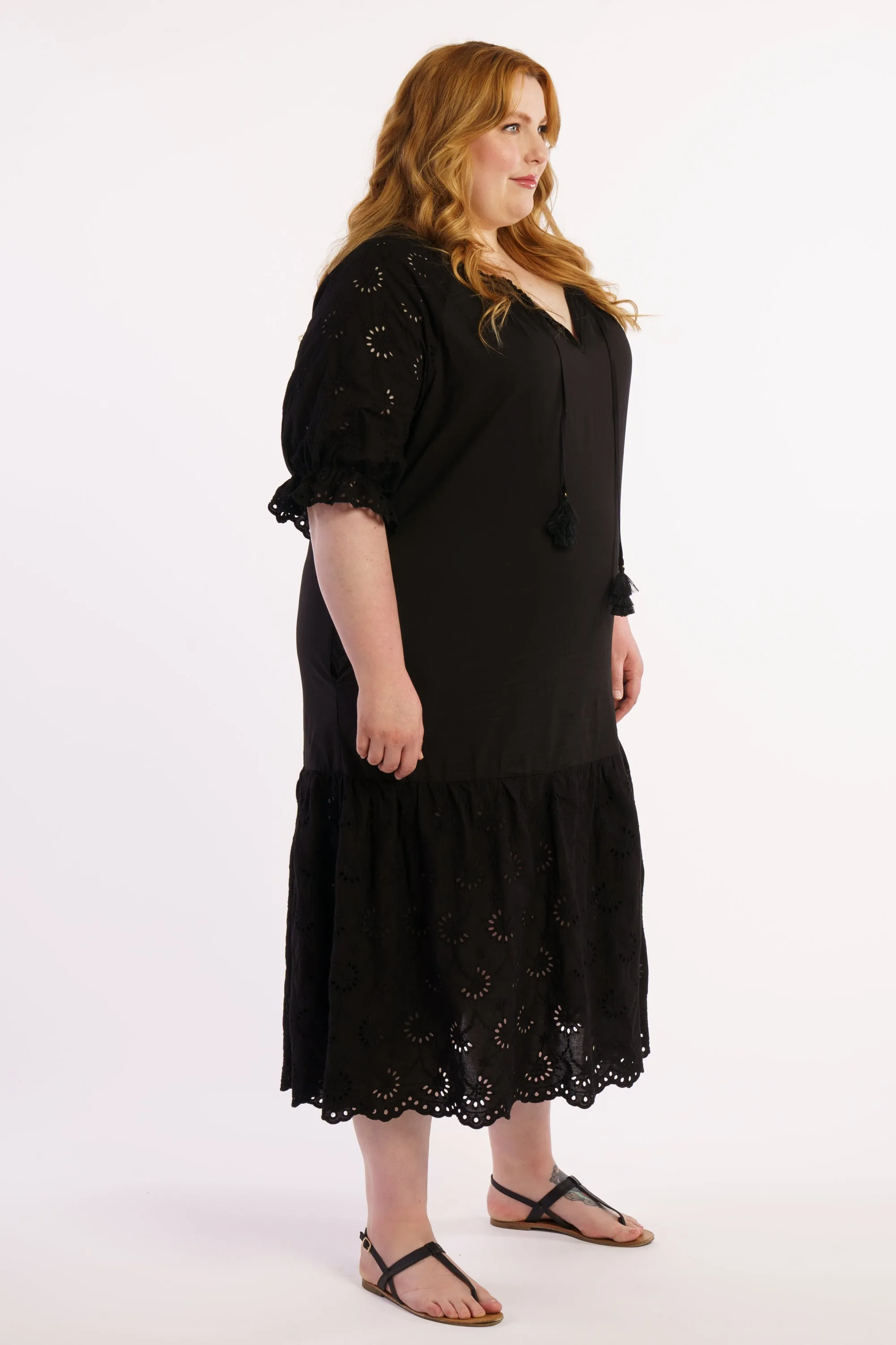 Summer Breeze Broidery Dress - Black - FINAL SALE - LAST ONES -  S (14/16)