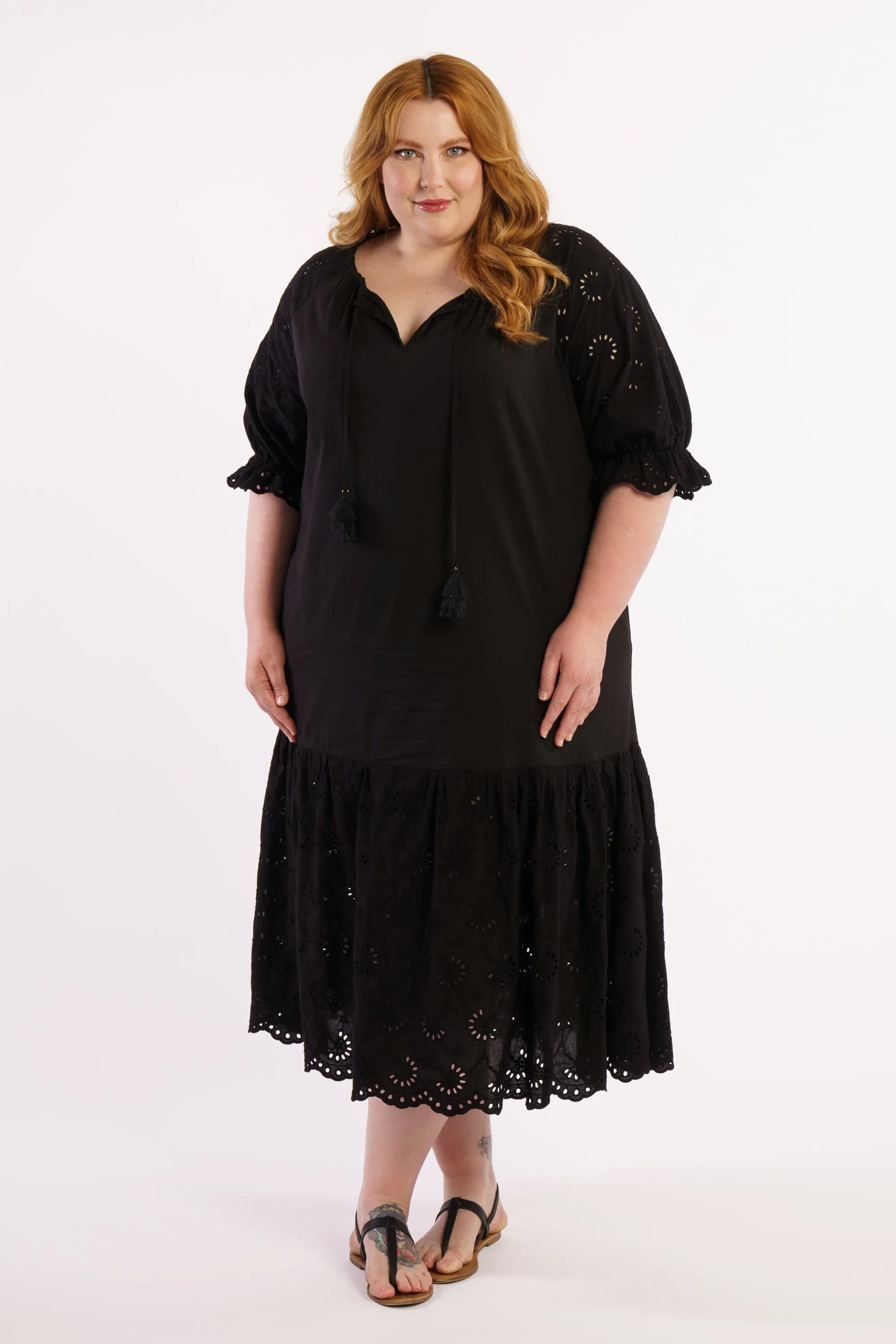 Summer Breeze Broidery Dress - Black - FINAL SALE - LAST ONES -  S (14/16)