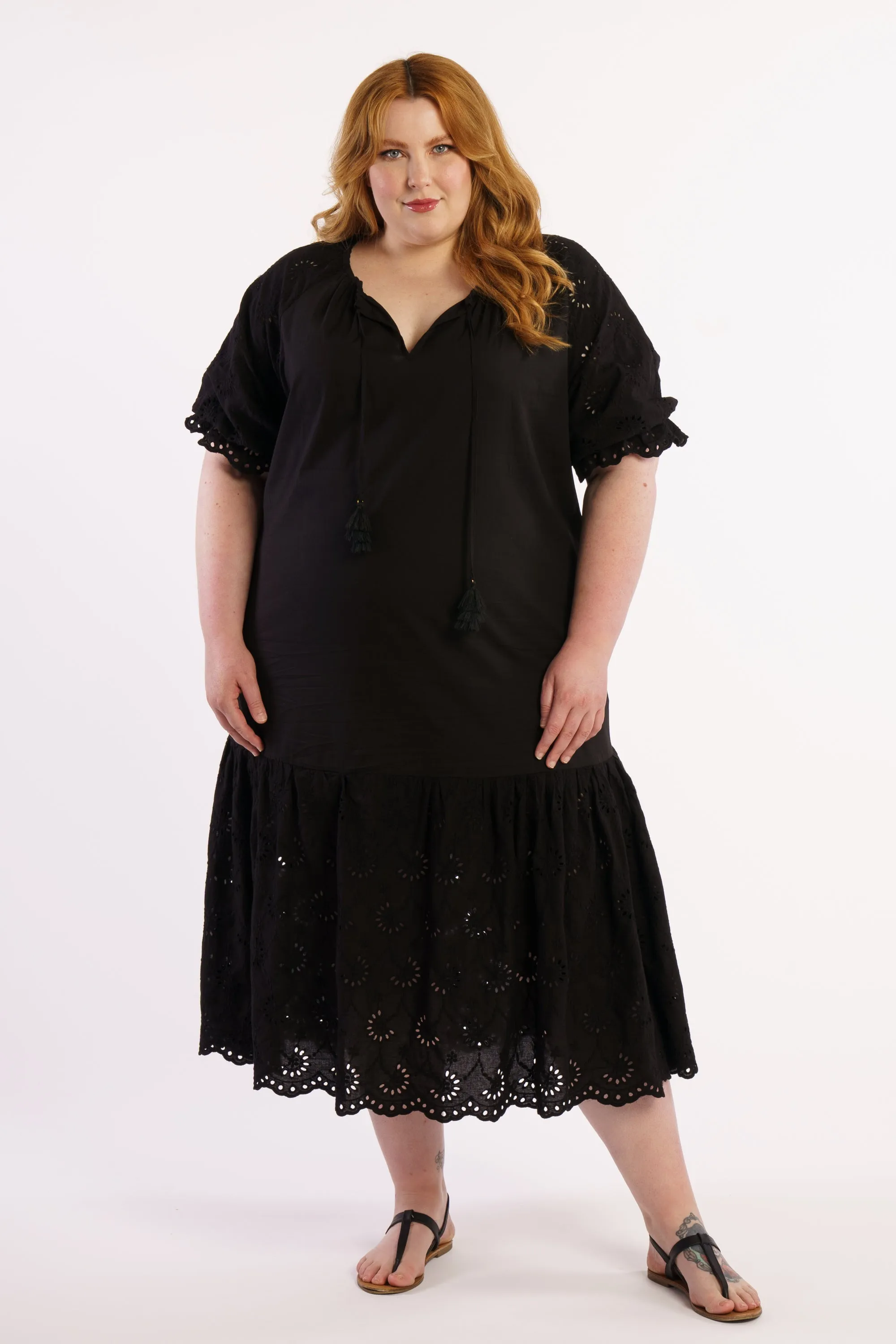 Summer Breeze Broidery Dress - Black - FINAL SALE - LAST ONES -  S (14/16)