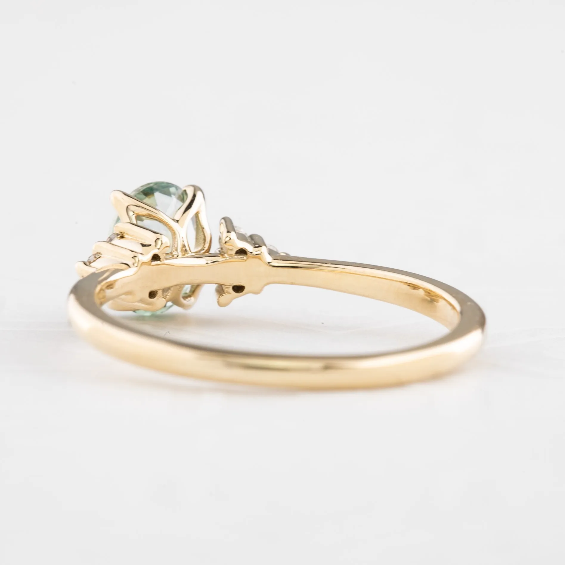 Teresa Ring 1.07ct Light Green Montana Sapphire, 14k Yellow Gold (One of a kind)