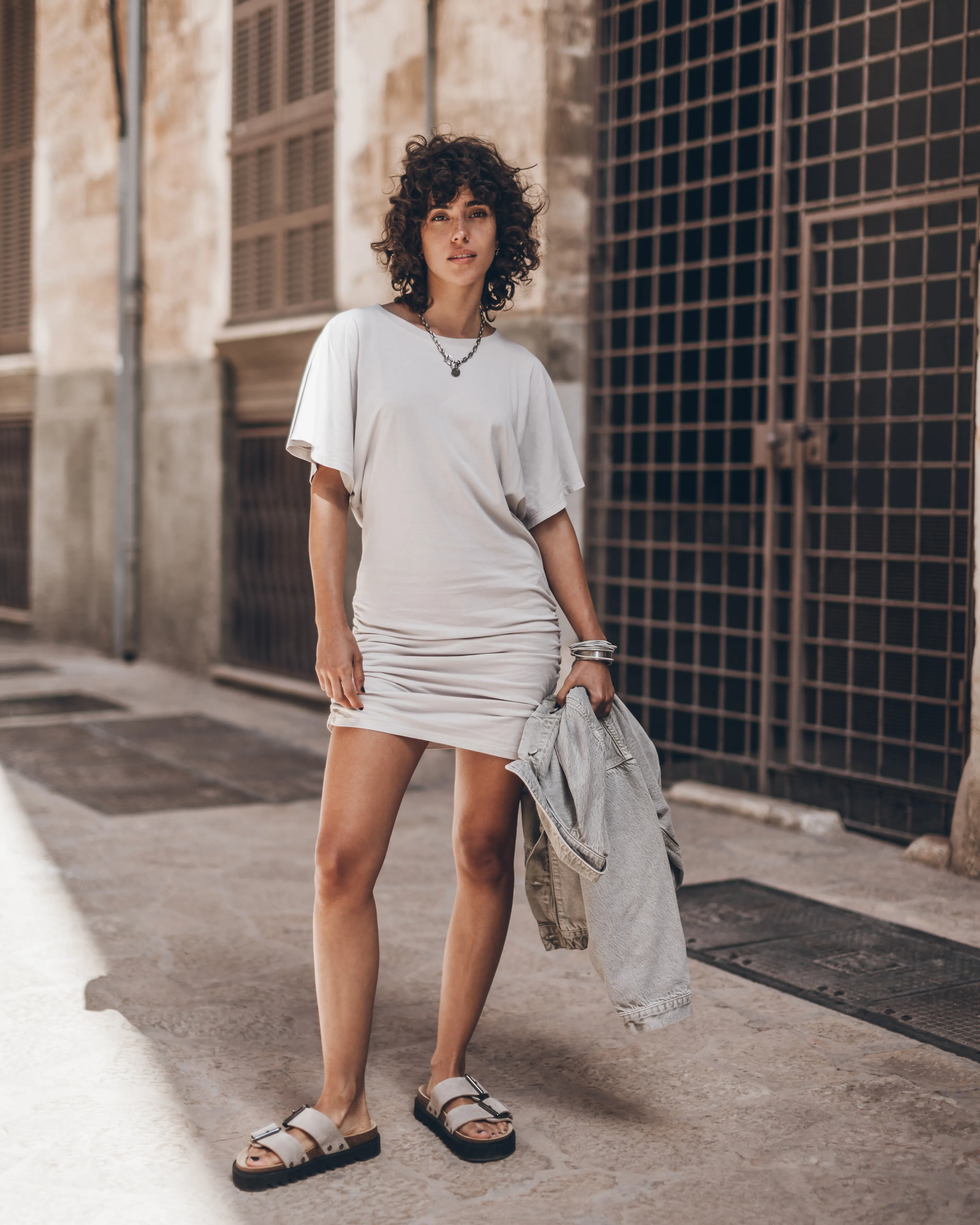 The Light Short Draped T-Shirt Dress