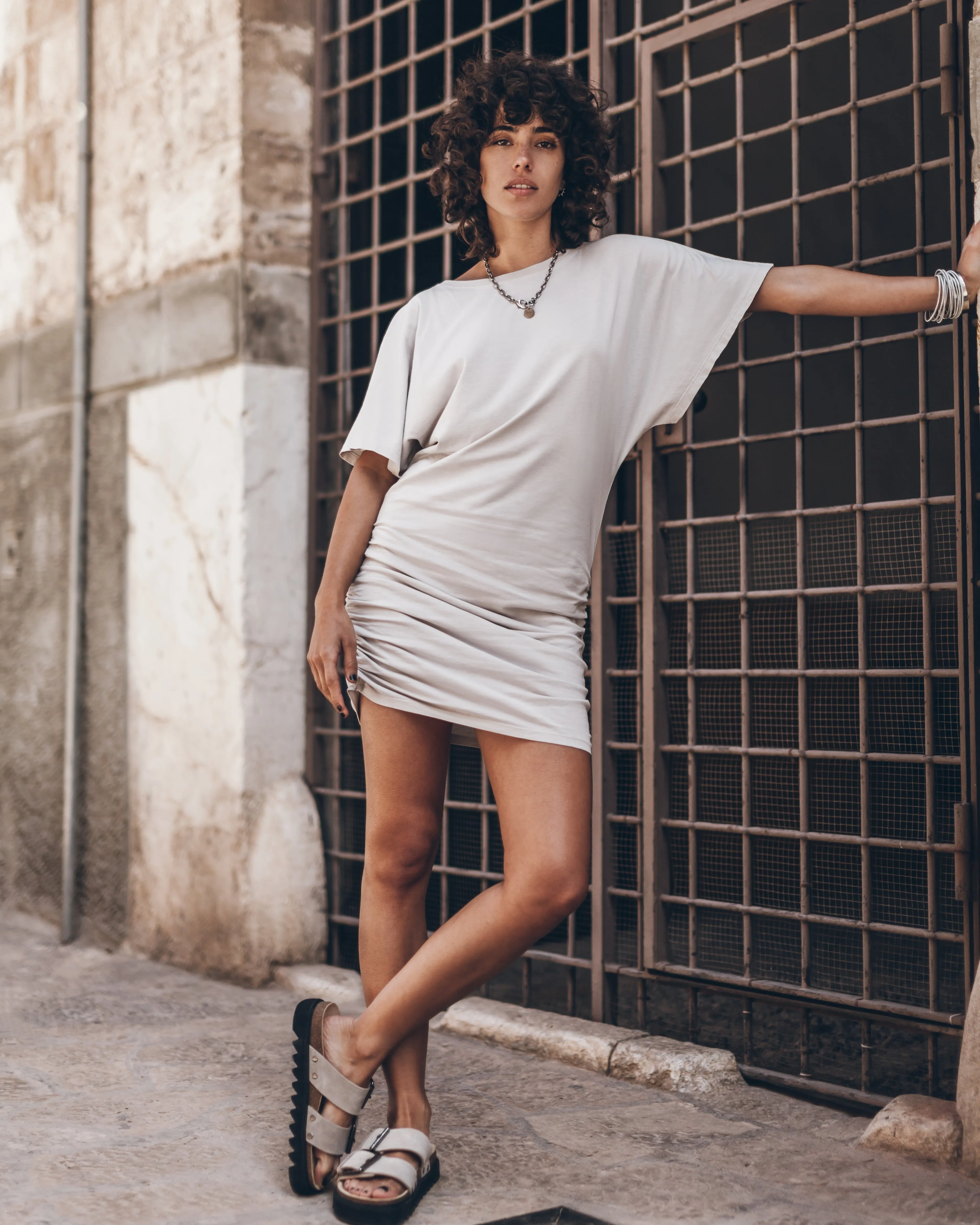 The Light Short Draped T-Shirt Dress