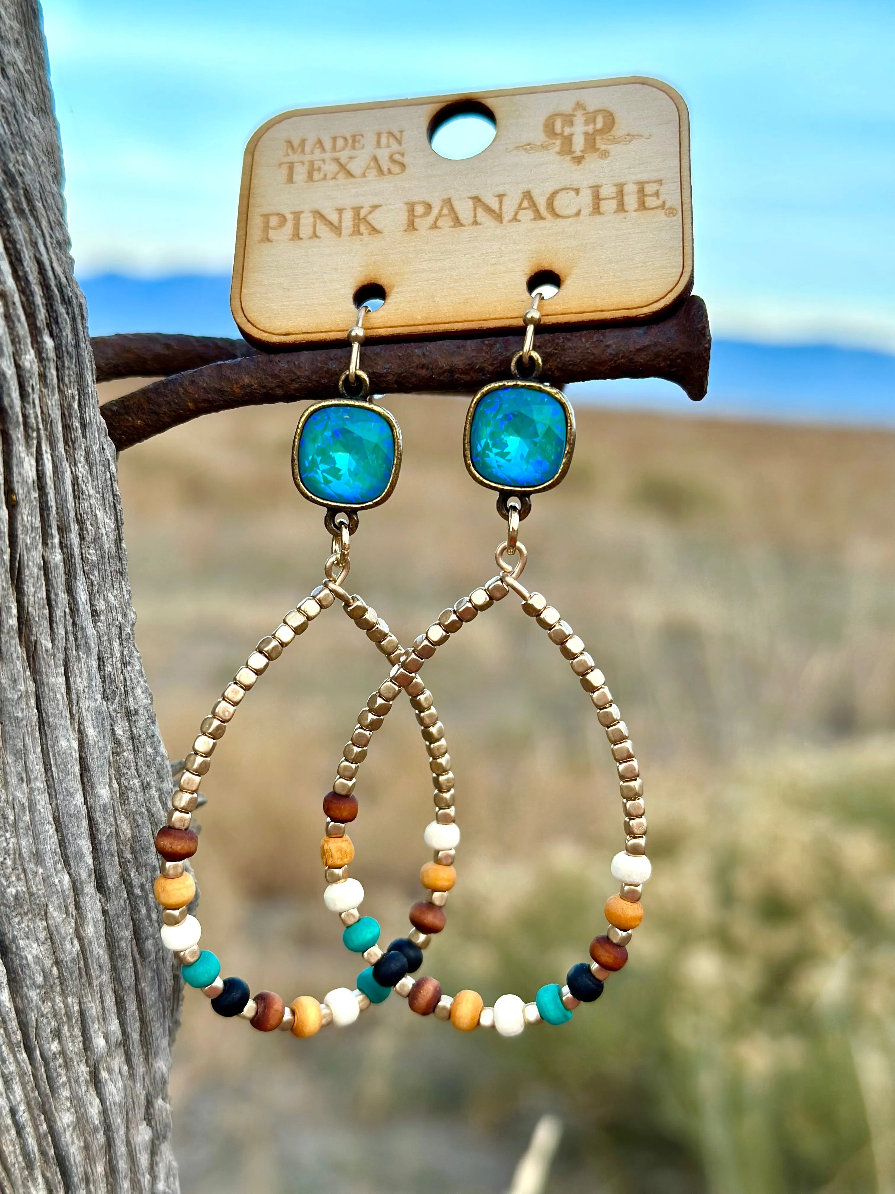 The Pink Panache Give Me The Turquoise Crystal & Bead Earring