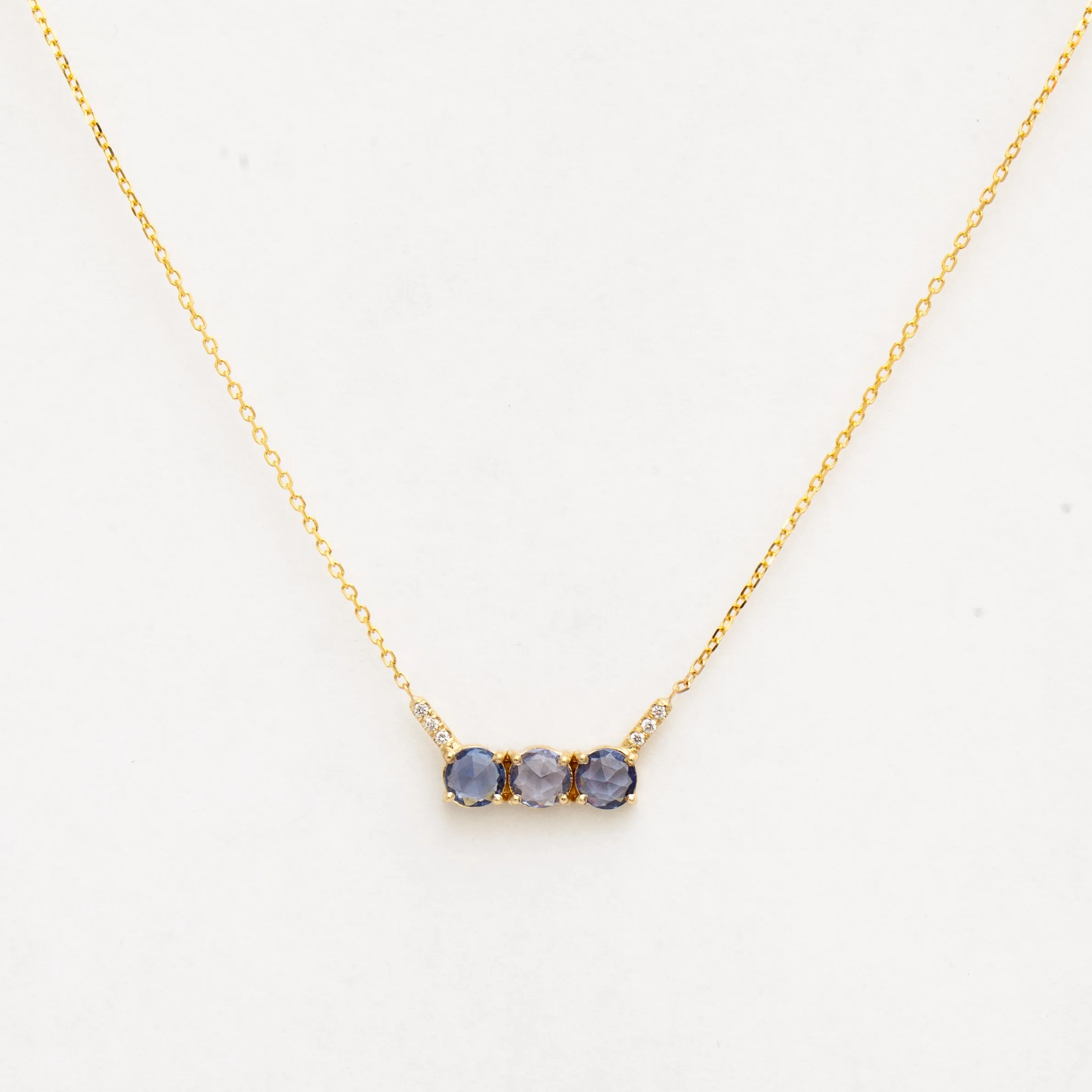 Three Rose-cut Blue Sapphire Equilibrium Necklace