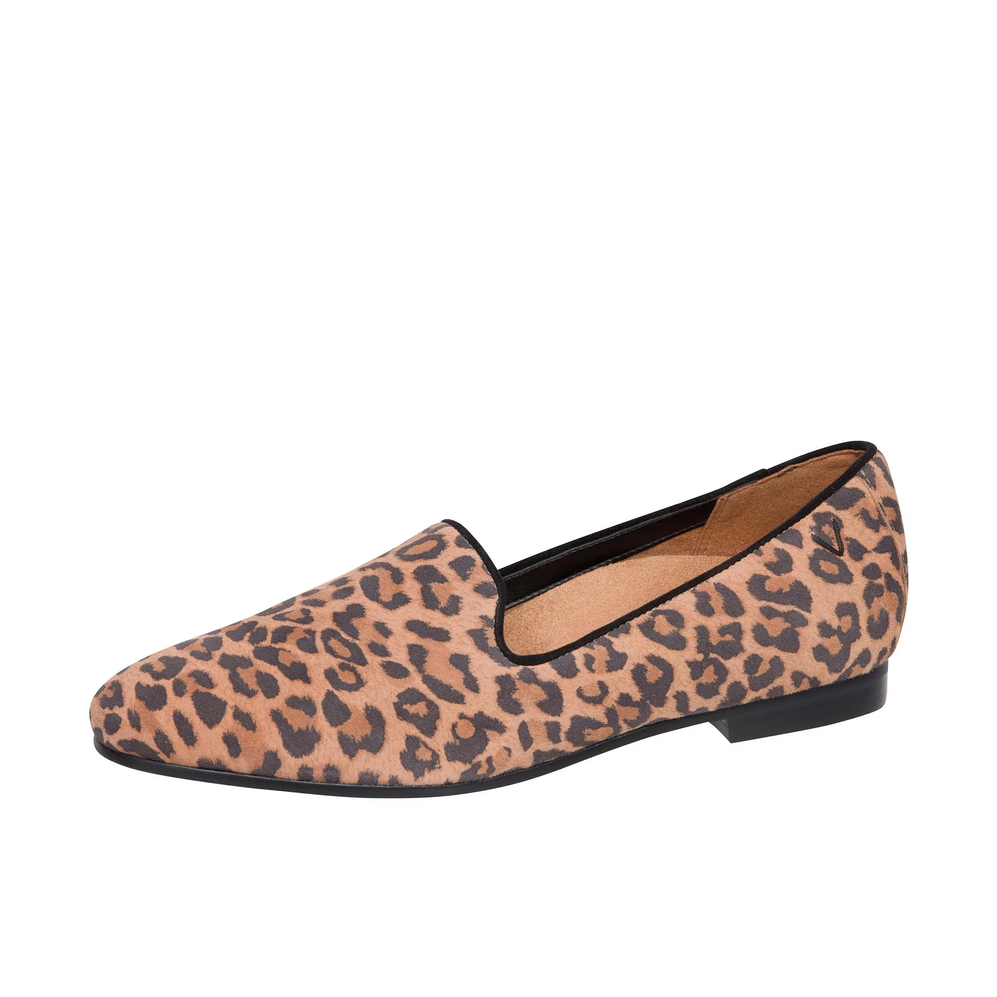 Vionic Womens Willa Slip On Flat Toffee Leopard Suede