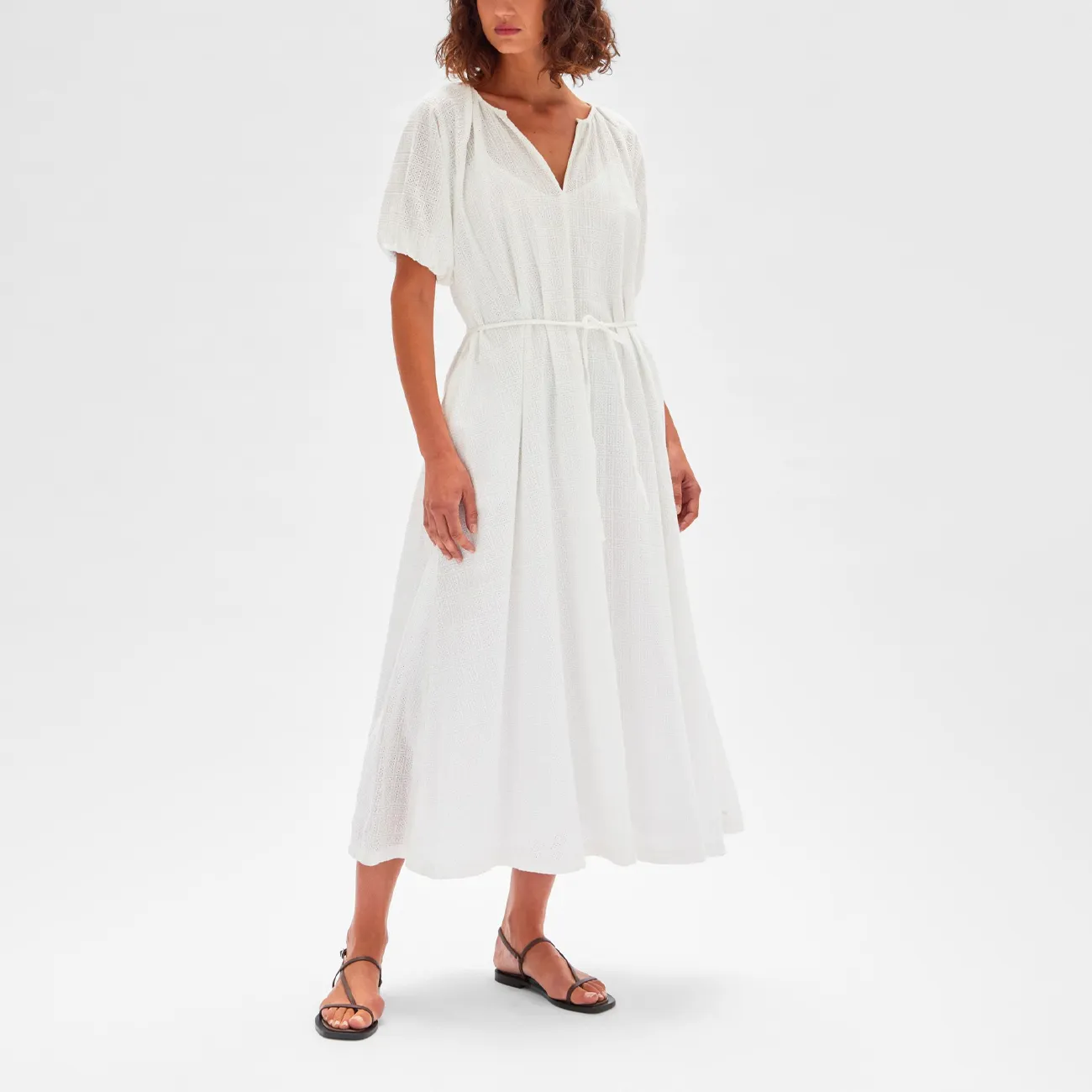 W BRODERIE ANGLAISE MAXI DRESS WHITE