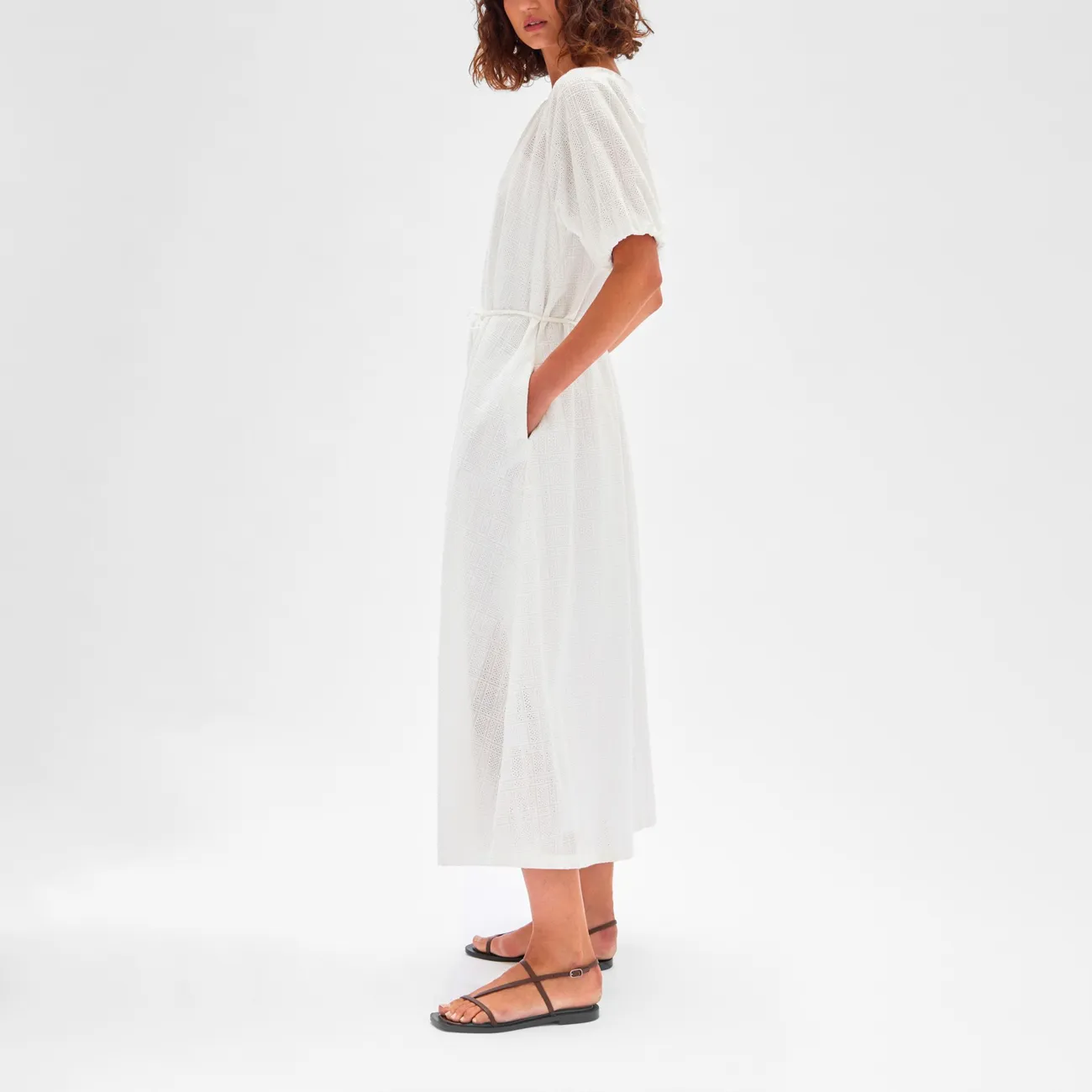 W BRODERIE ANGLAISE MAXI DRESS WHITE