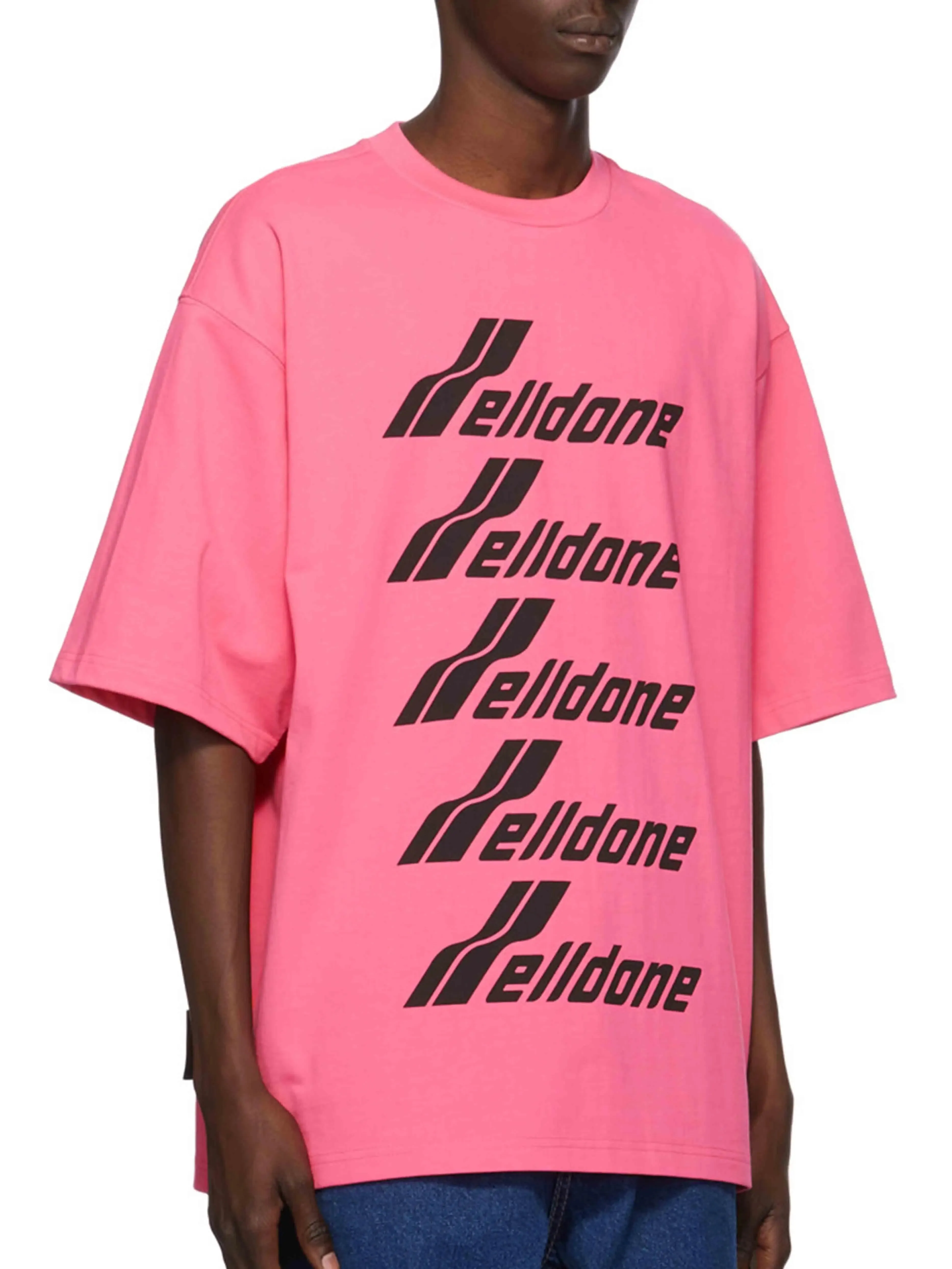 We11done Oversized Front Logo Tee Pink