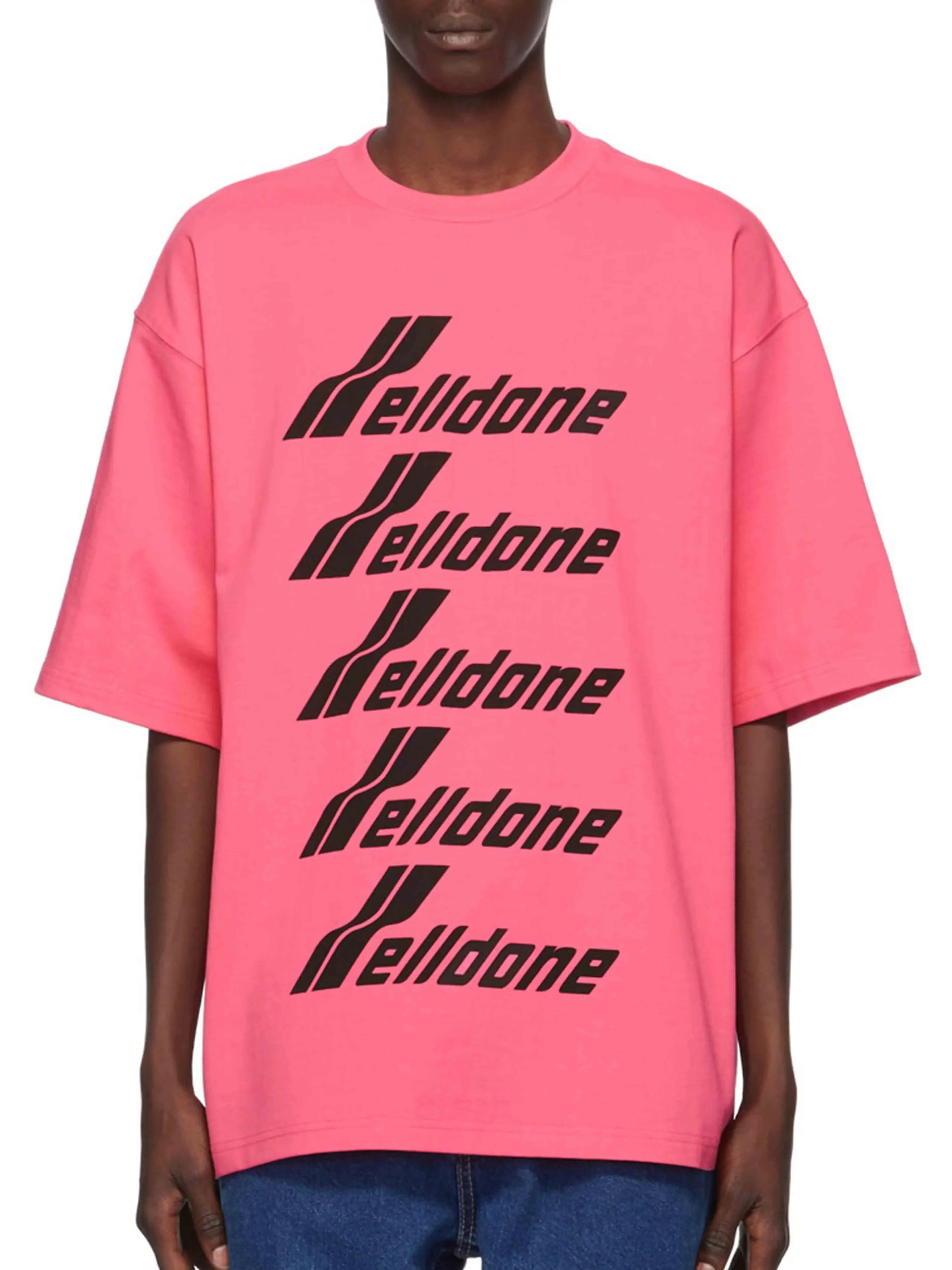 We11done Oversized Front Logo Tee Pink