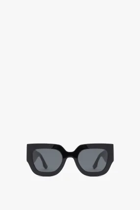 Wide Flat Square Sunglasses in Black