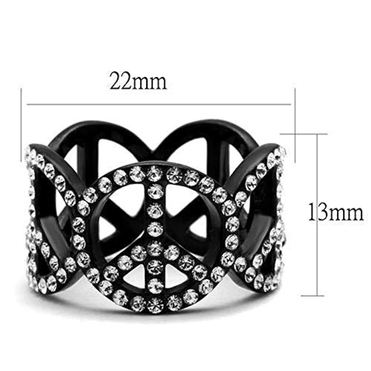 WildKlass Stainless Steel Ring IP Black Women Top Grade Crystal Clear