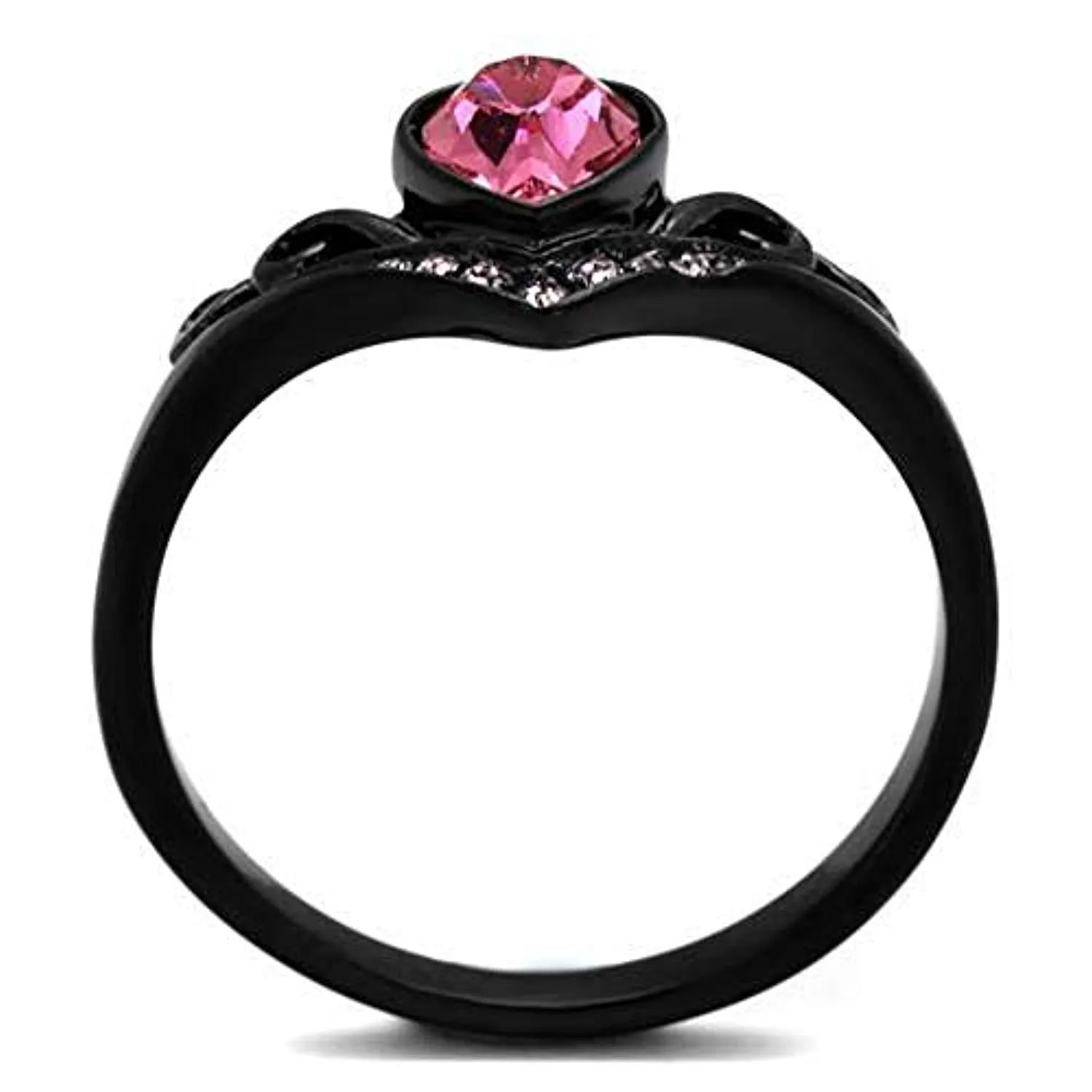 WildKlass Stainless Steel Ring IP Black Women Top Grade Crystal Rose