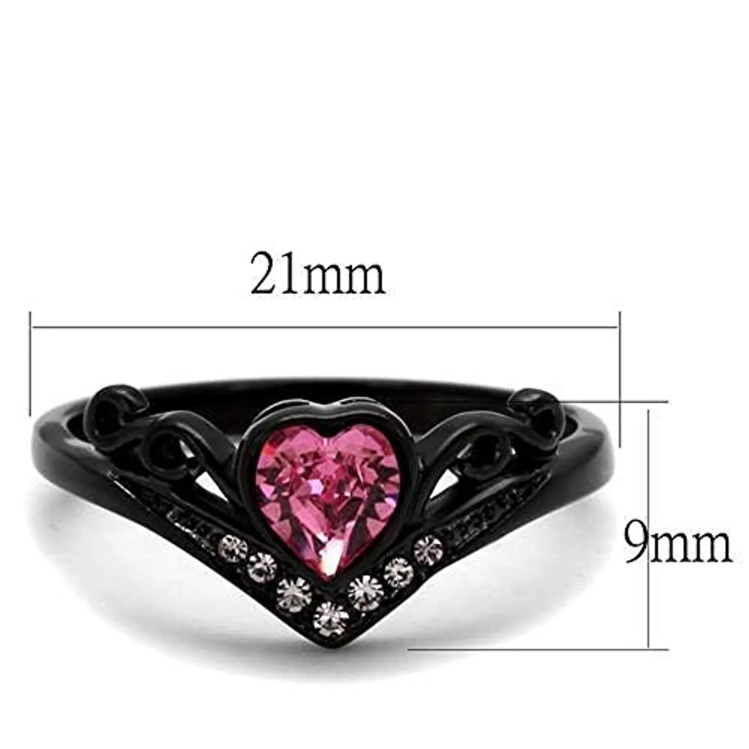 WildKlass Stainless Steel Ring IP Black Women Top Grade Crystal Rose