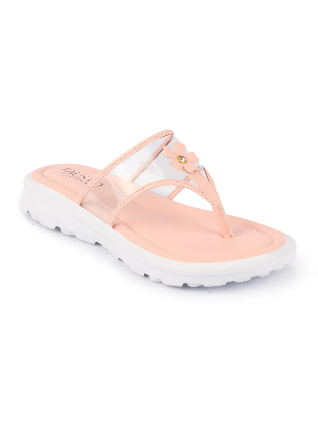 Women Pink Casual Party Beach Fashion Stylish Floral Design Thong Flats Wedges Slipper