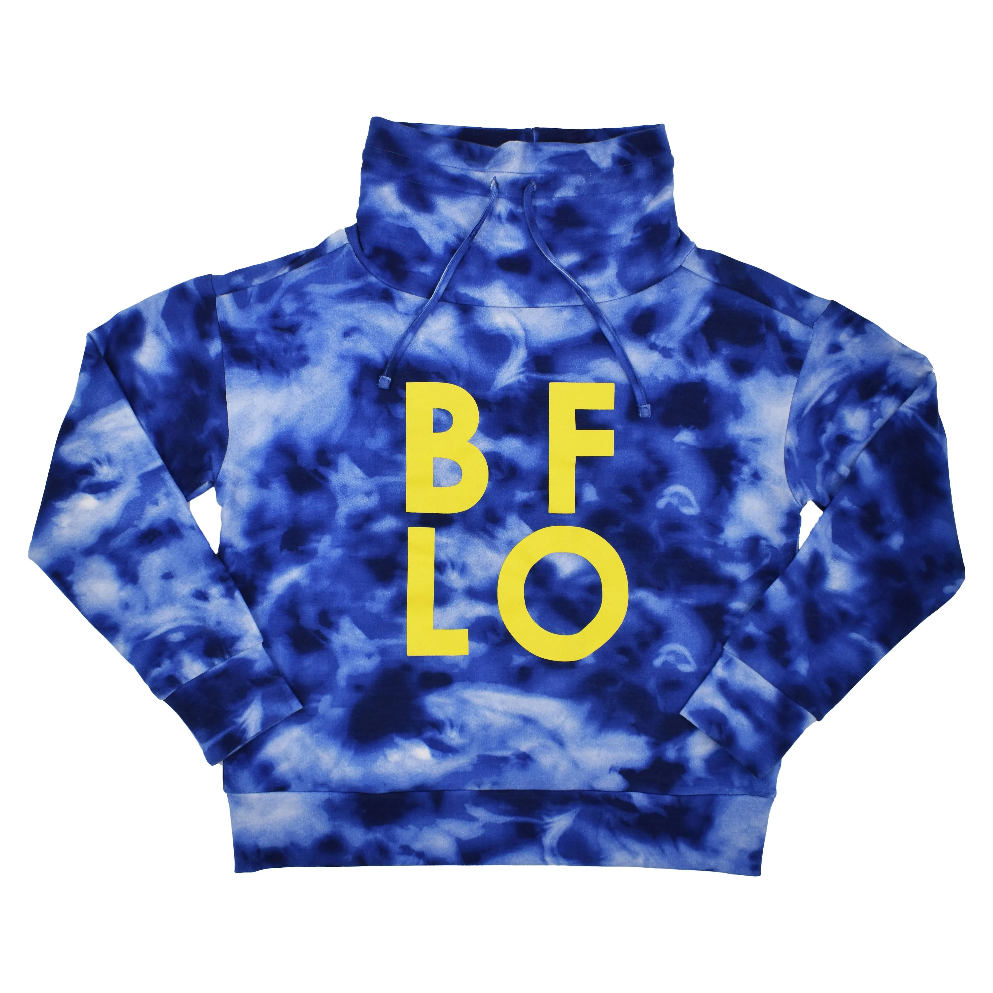 Women's Navy Tie Dye Mock Neck Sweatshirt