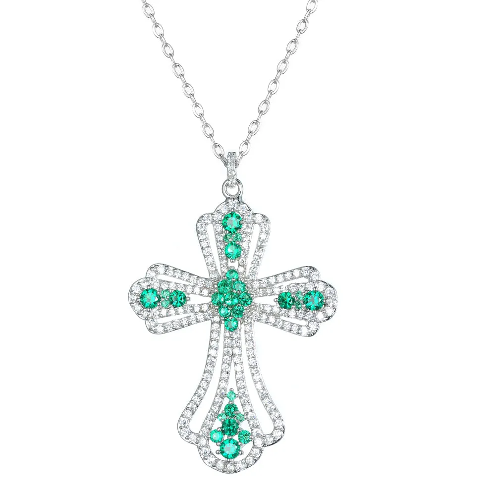 Womens's CZ Pendant Cross Necklace