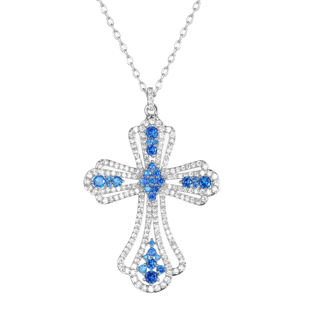 Womens's CZ Pendant Cross Necklace