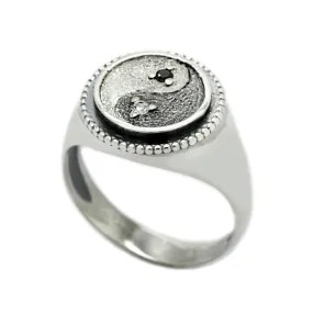 Yin Yang Symbol Unisex Ring Silver 925