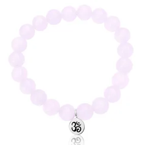 Yoga Inspired Rose Quartz Bracelet with Ohm Charm to Hear the Sound of the Universe