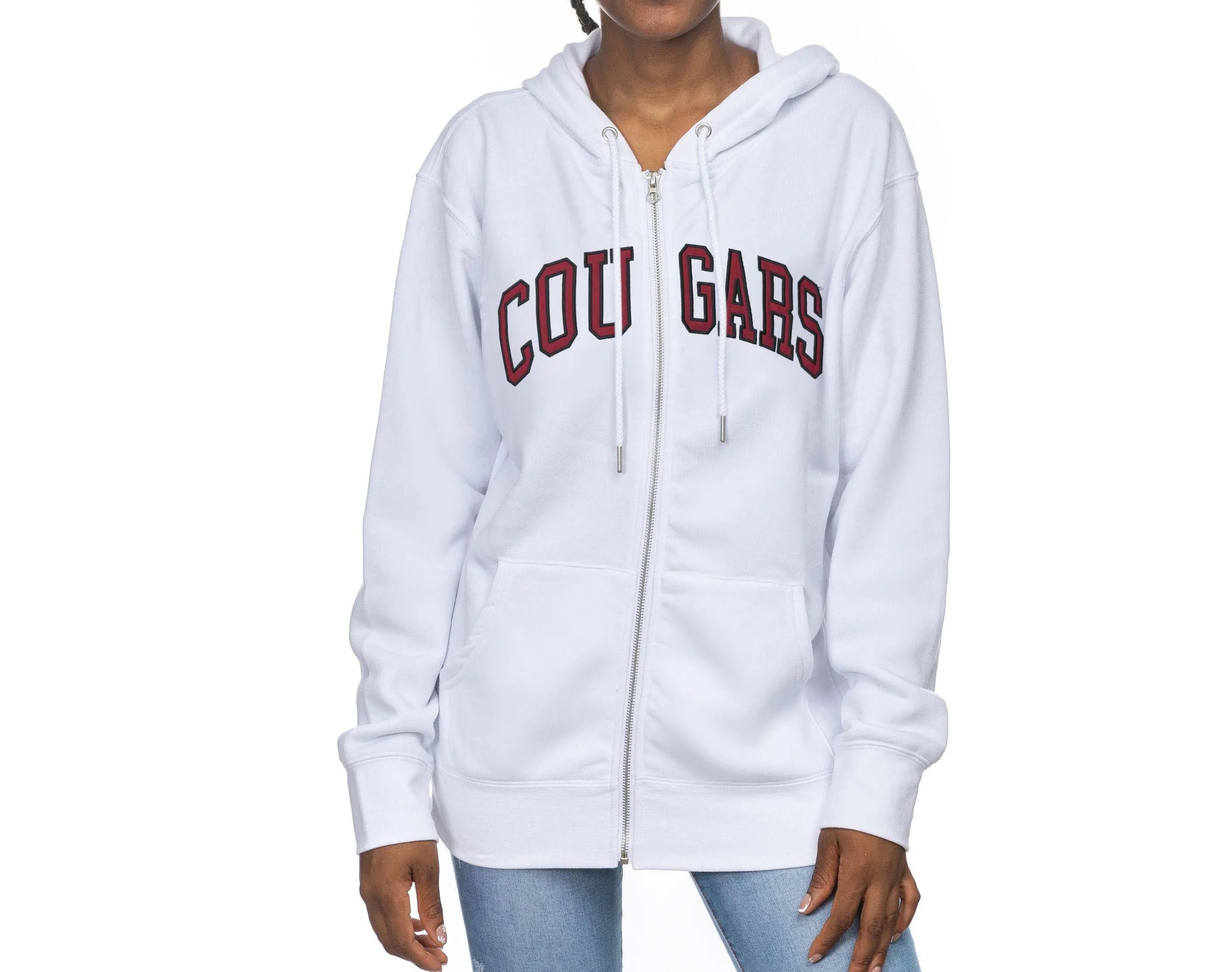 ZooZatz Unisex White COUGARS Full Zip Hoodie